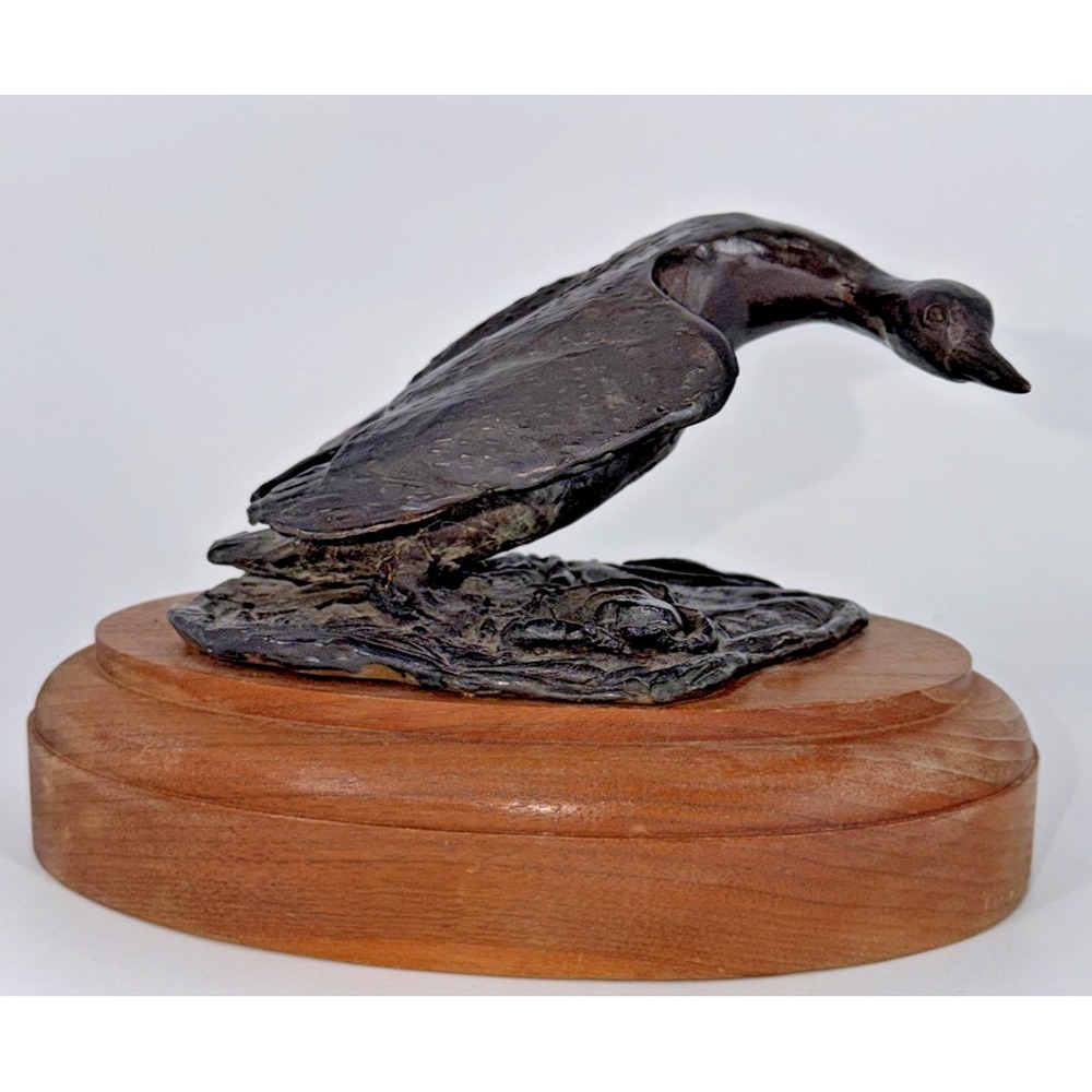 Vintage Bob Winship 1986 Bronze Sculpture "Minnesota Loon" Signed Wildlife Art